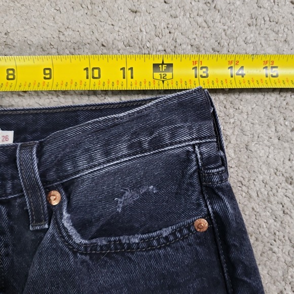 Levi's Wedgie Straight Jeans Women 26x28 Black Raw Hem Premium - Picture 10 of 14